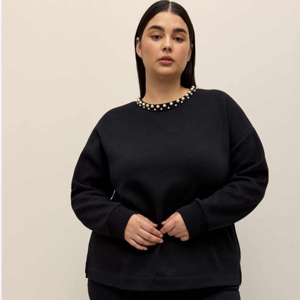 pennigtons - Long-Sleeve Sweatshirt with Pearls- 4xxl